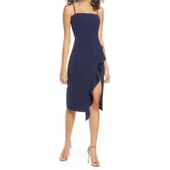Bardot Carmelle Ruffle Side Slit Midi Dress - Picture 1 of 1
